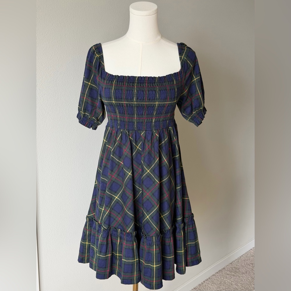 Polo by Ralph Lauren Girls Plaid Square Neckline Ruffled Hem Dress-Girls L 12-14